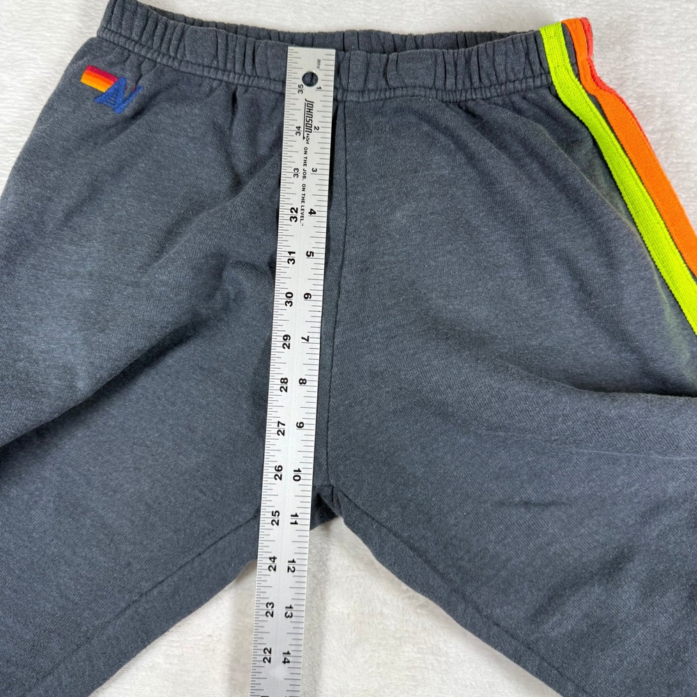 Aviator Nation Charcoal Gray Rainbow Stripe Sweatpants Joggers Womens Size S - Picture 8 of 10